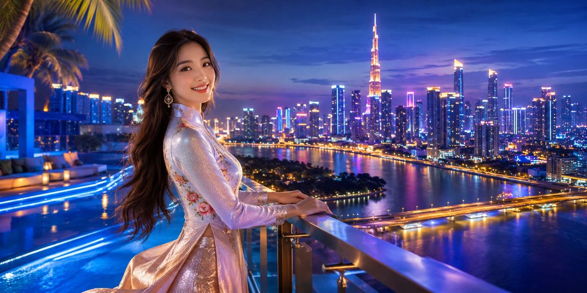 Không gian trò chơi bài với trang phục áo dài truyền thống Việt Nam tại Hồ Chí Minh