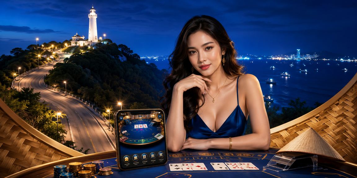 Không gian giải trí ven biển Vũng Tàu với nón lá truyền thống và trò chơi may mắn