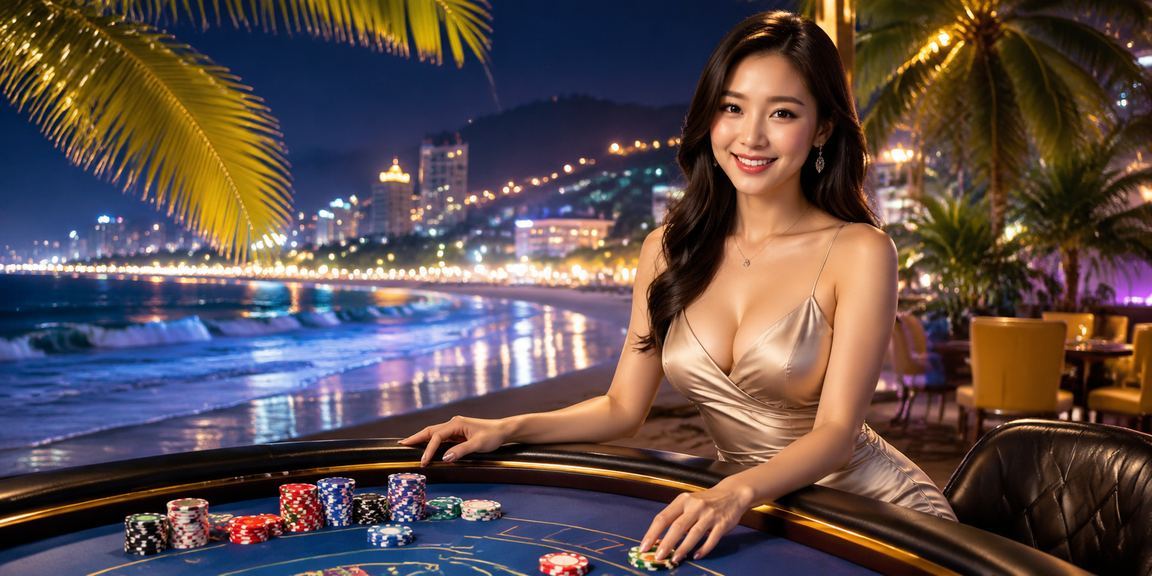 Trò chơi bài tại bãi biển Vũng Tàu với cảnh quan biển xanh